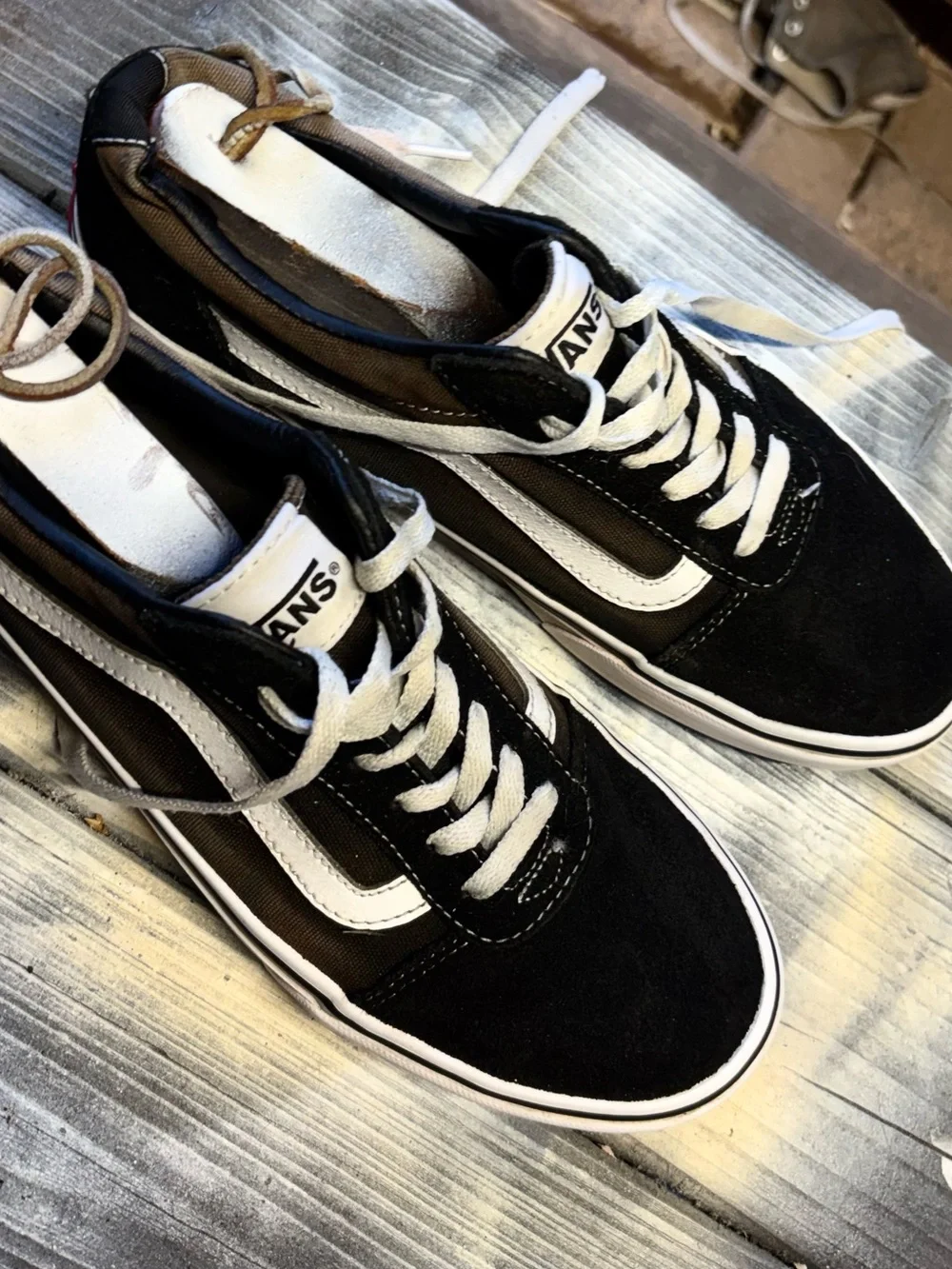 Vans Black and White Low-Top Skate Sneakers